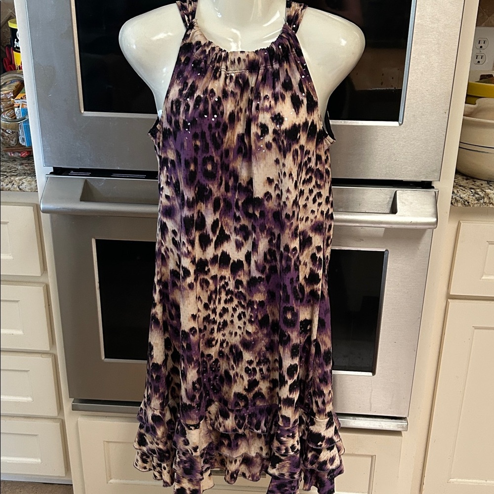 MSK Purple and Tan Patterned Dress